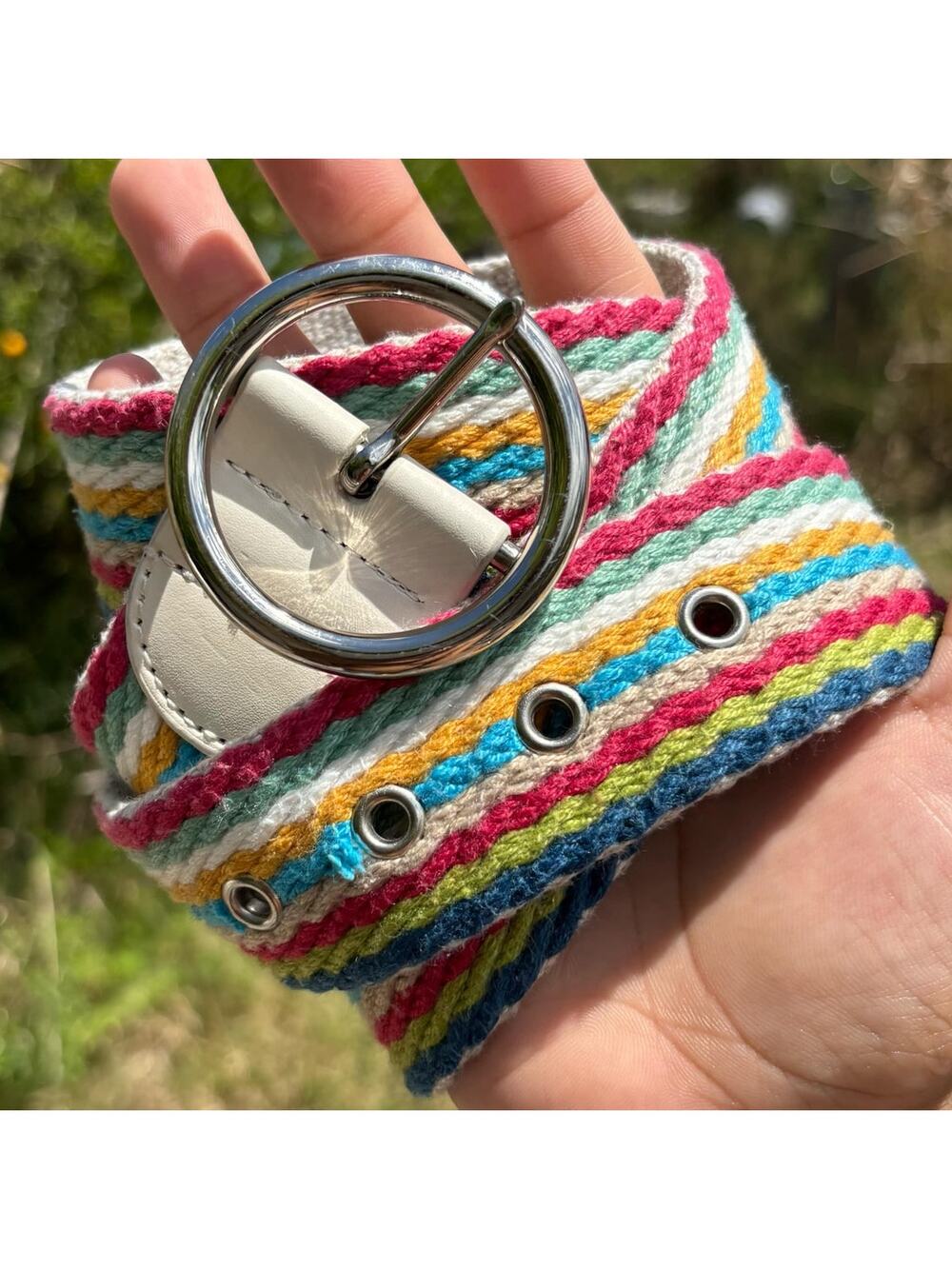 Blue & Pink Striped Men's Belt